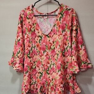 Floral Pink Women's Top X 2, A BUNDLE! LIKE & LOVE, Large